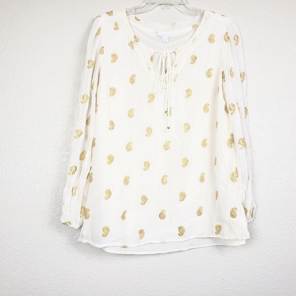 Charter Club flowy gold decorative blouse